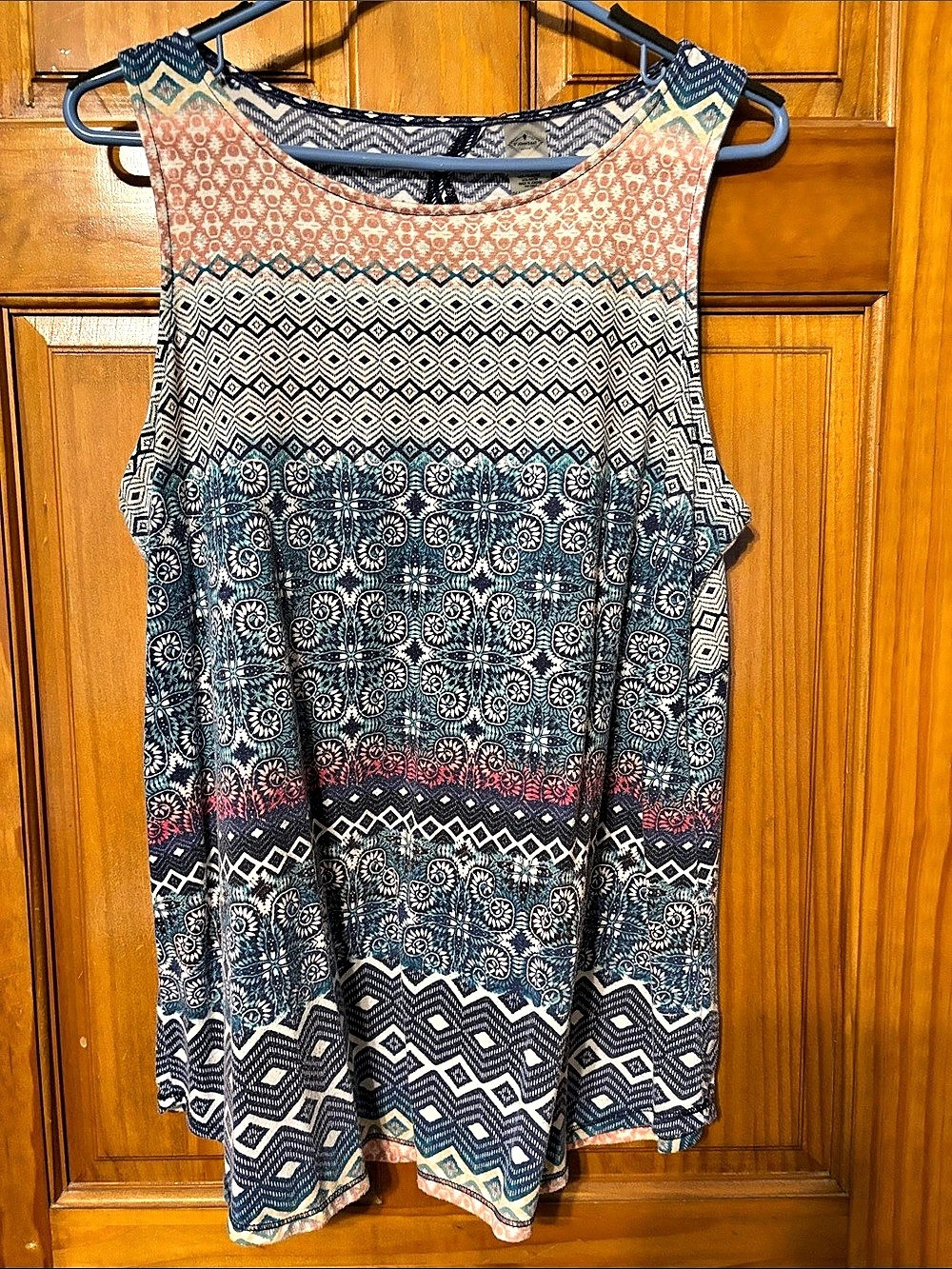 St. John's Bay Geometric Sleeveless Top in Blue & Pink